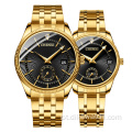 Hot 069 CHENXI All Gold Couple Relógio Moda Simples e Bonito Relógio Calendário de Quartzo